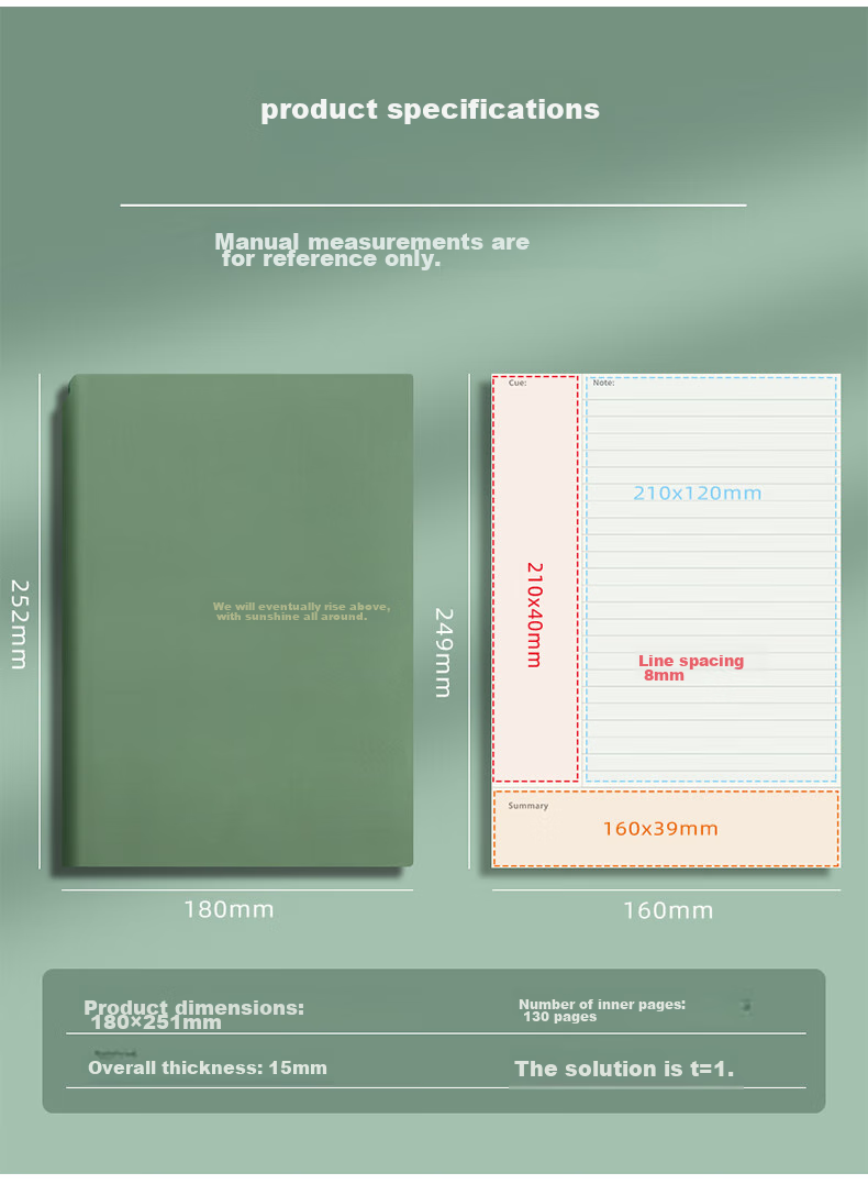 Ujia Cornell Notebook, Homework Book, Stationery, Soft Leather Cover, 5R Efficient Memorization Mind Map Review Book, Student Exam Preparation Study Notebook, Light Blue 7
