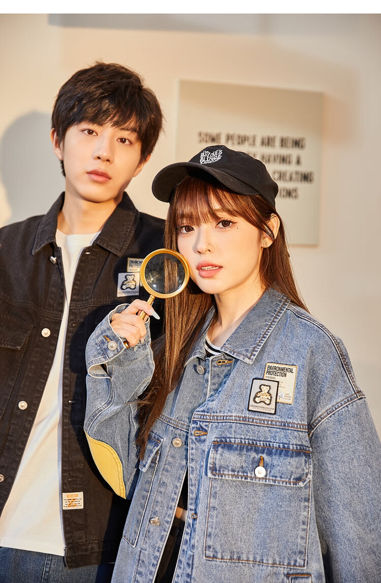 TonLion 2023 Couple's Denim Casual Lapel Jacket, Black (Unisex), Size M 5