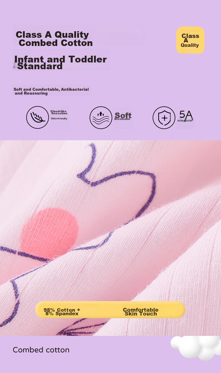 LangSha Children's Underwear, Girls' Underwear, 5A Antibacterial, Pure Cotton Boyshorts for Young Girls, 4-Pack, Kite And Little Rabbit Design, Size 140 3
