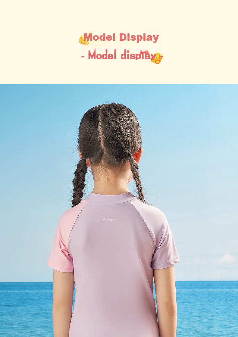 Li-Ning Children's Swimsuit, Girls' Two-Piece Sports Swimwear, Cartoon Design, Skin-Friendly, Quick-Drying, Swimming Costume, 903 Lavender Purple, Size 120 11