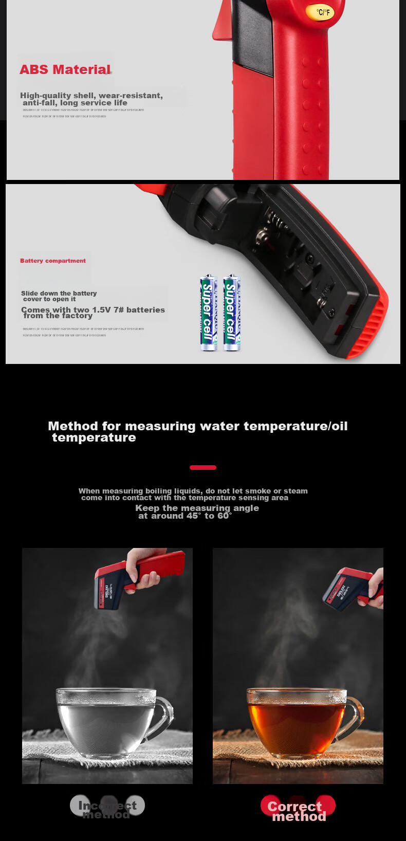 DELIXI ELECTRIC Infrared Thermometer, High-Precision Temperature Gun with Color Screen Display, Handheld Industrial-Grade Thermometer, Multi-Point Temperature Measurement 20