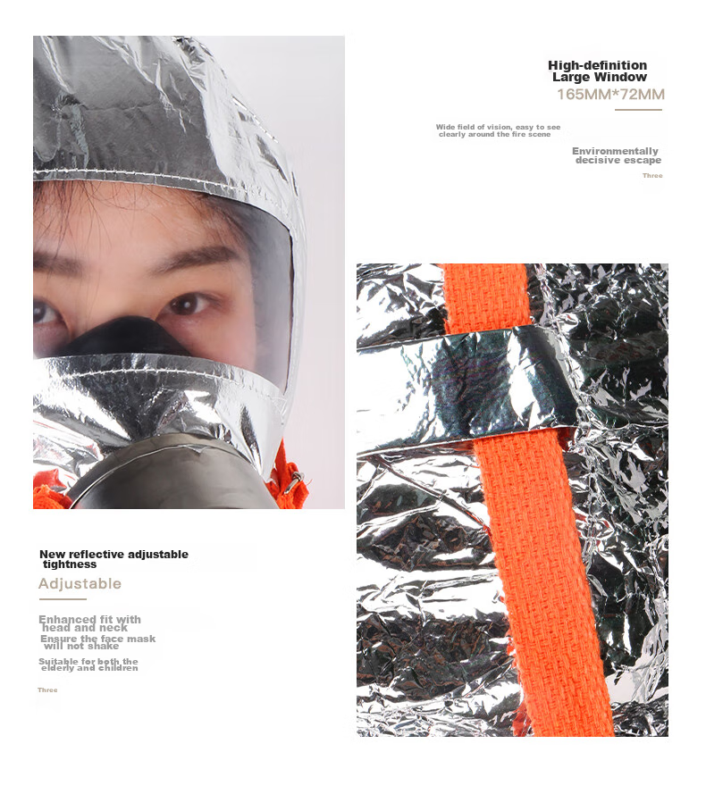 UOSEN Fire Mask, Smoke And Gas Protection Facepiece, National Fire Protection 3C Certified, Fire Escape Filter-Type Self-Rescue Respirator 4