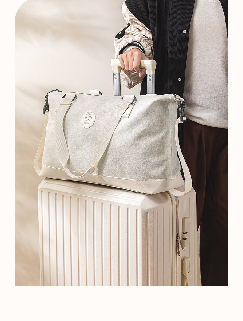 Bangnimeijia Short Trip Storage Bag, Portable Clothing Pouch for Business Trips, Leather Waterproof Zipper, 16cm, Beige 3