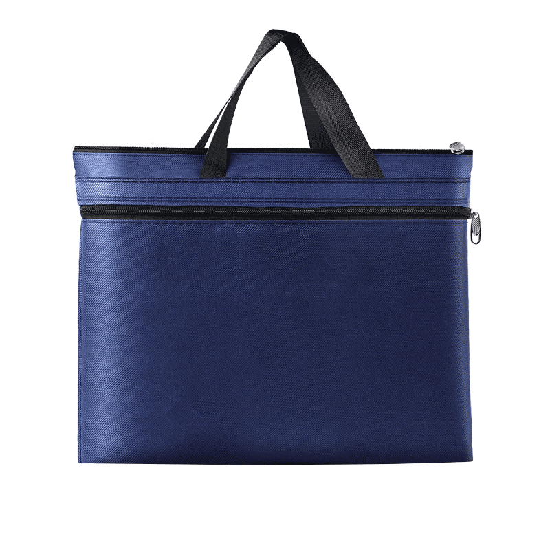 DiLe Premium Series Handheld Document Bag Canvas Briefcase Customized Canvas Office Supplies Double-Layer Business Meeting Folder A4 Briefcase 1404 Blue