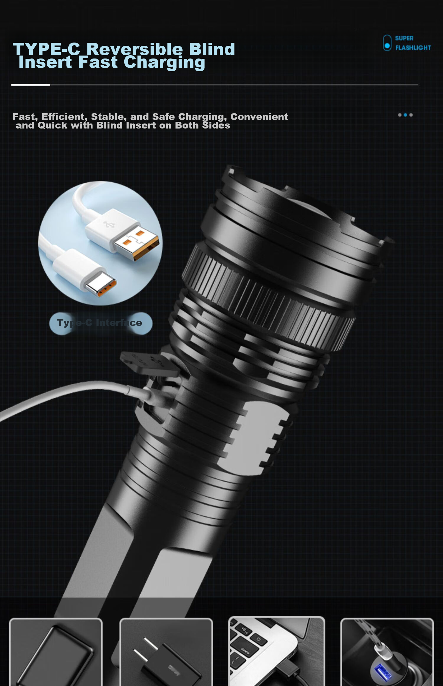 SkyFire Flashlight: High Brightness, Zoomable, Long-Lasting Battery Life, Long-Range Illumination, Laser Outdoor Light with 40000mAh Capacity 15