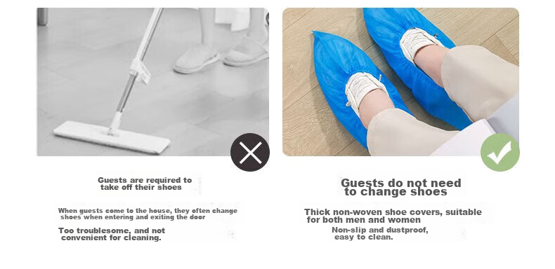 BWNK Disposable Shoe Covers, Non-Woven Fabric Shoe Covers [100 Pieces], Foot Covers, Thickened Breathable Enlarged Dust-Proof Non-Slip Wear-Resistant One Size Fits All 6