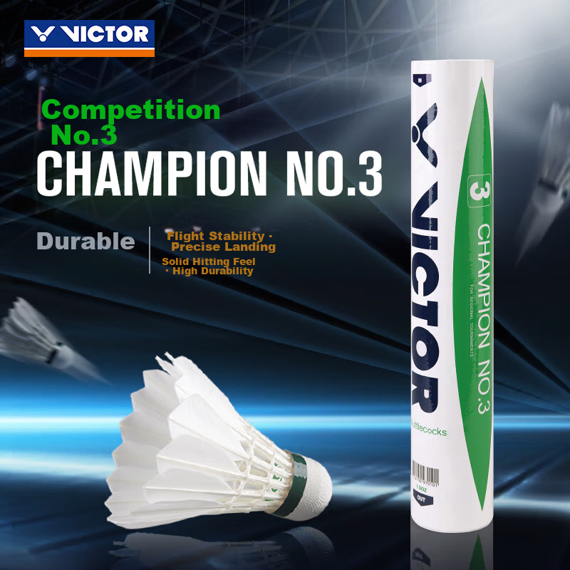 VICTOR Self-Operated Flagship Store Badminton Shuttlecocks Durable And Stable Competition Training Balls CP3 Competition No. 3, Pack of 12