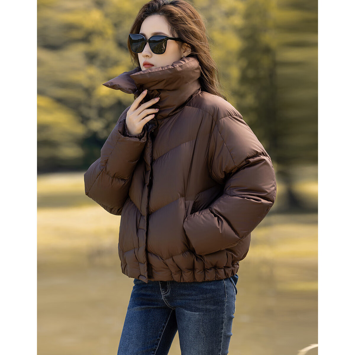 Dme [Urban Light Outdoor] Winter 400T Spring Yafang Pressure-Elastic Fluffy 90% Duck Down Puffer Jacket down Coat for Wome