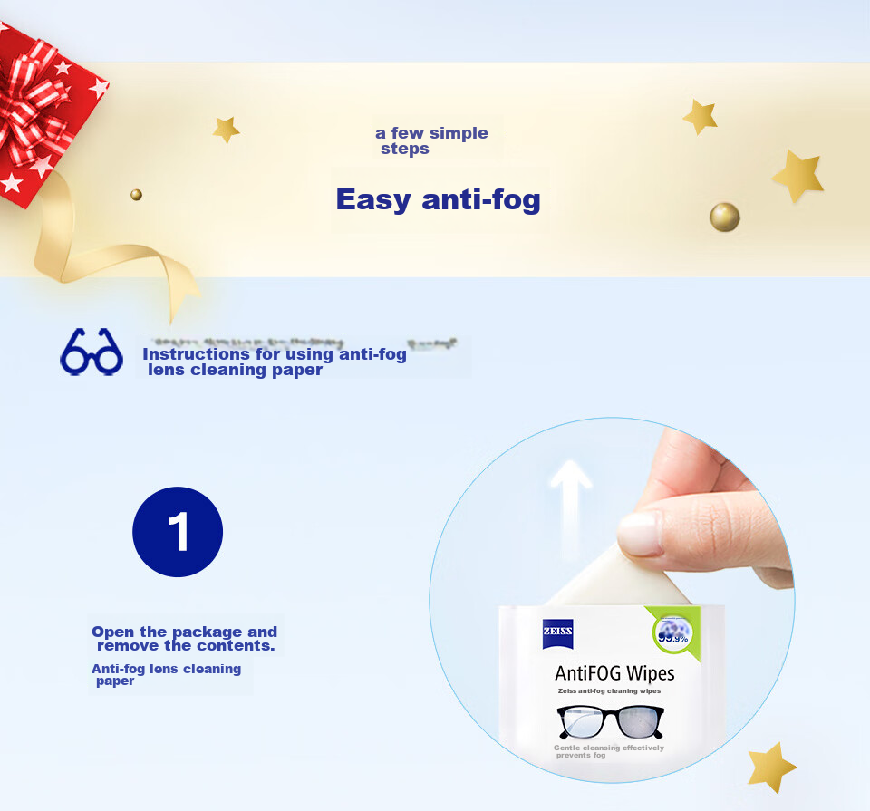 ZEISS Anti-Fog Cleaning Wipes for Glasses, Lenses, Goggles, Swimming Goggles, And Myopia Glasses - Anti-Fog Paper Towels, 100 Sheets 11