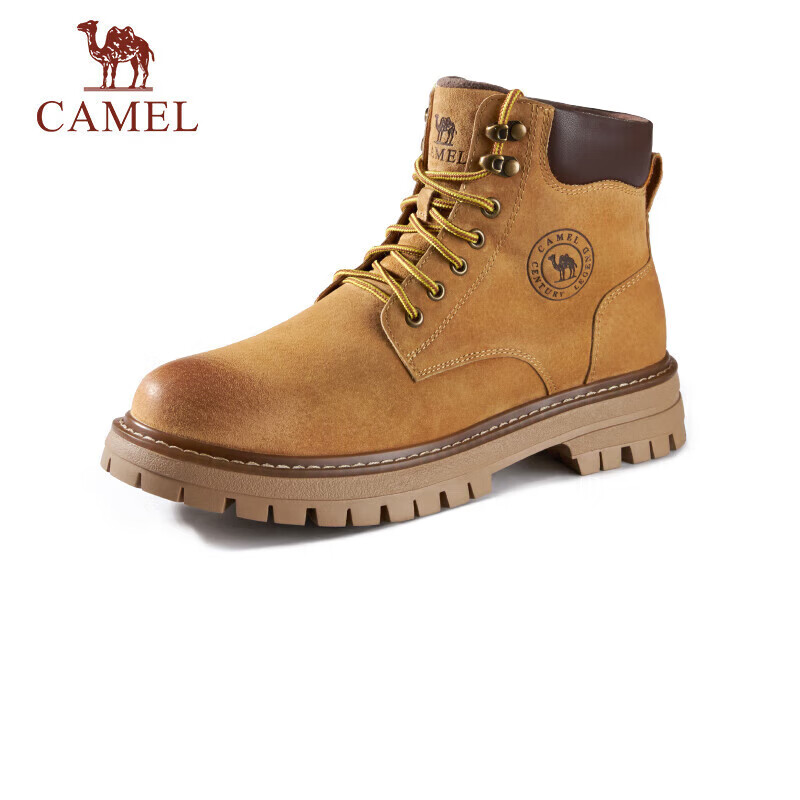 CAMEL Wang Junkai's Matching High-Top Outdoor Work Boots for Men, G15W136025, Desert Yellow, Size 43