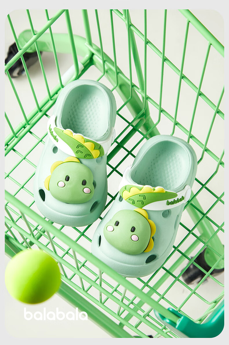 BALABALA Children's Perforated Shoes, Girls' Summer Soft-Soled Baby Slippers, for Ages 3-6, Bathing, Indoor Home Use, Boys' Sandals 7