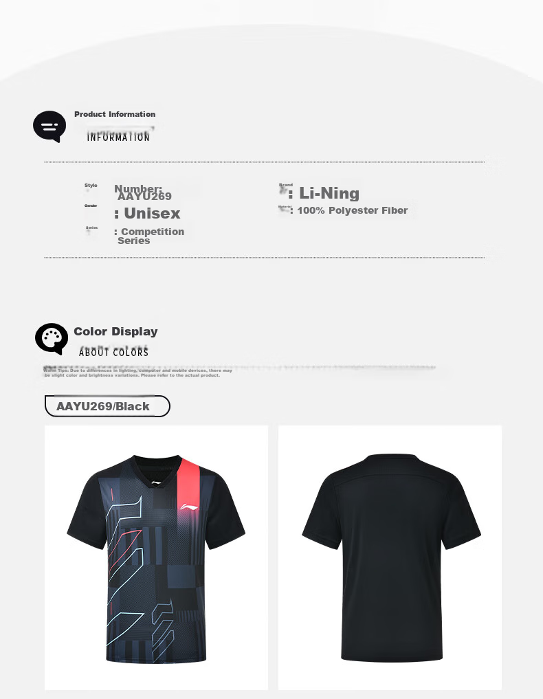 Li-Ning Badminton Shirt for Men And Women, Quick-Drying Cool Competition Top Versatile Sports T-Shirt Team Uniform XL 12