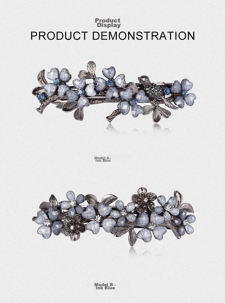 Cercoo Magpie Plum Hair Clip, Versatile Rhinestone Headpiece, Elegant Back of Head Accessory, High-End Single Barrette Hair Ornament 7