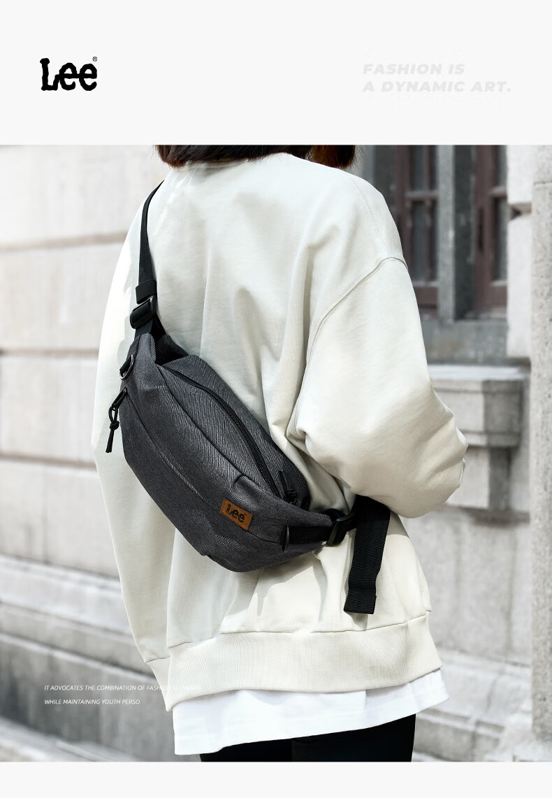 Lee Men's Crossbody Bag, Fashionable And Simple Chest Pack, Trendy Casual Waist Bag for Women, Outdoor Sports Small Satchel, Black 9