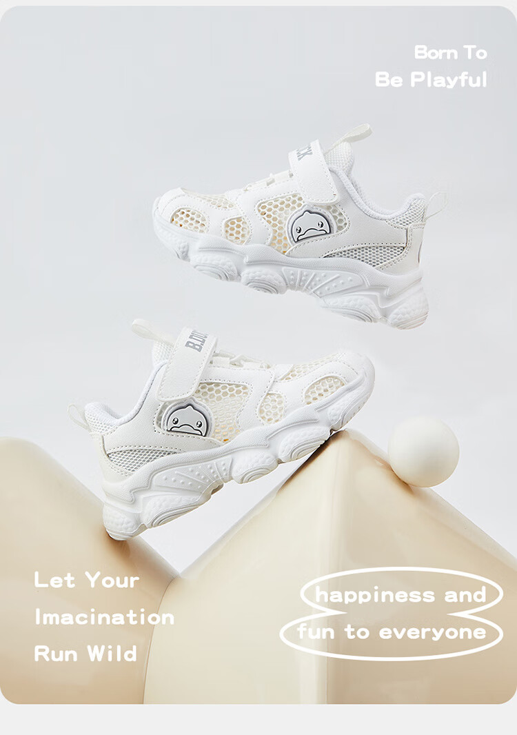 B.Duck Children's Sports Shoes for Boys And Girls, Summer White Sneakers with Single Mesh Breathable Design, Running Shoes 5001 White And Pink Size 33 9