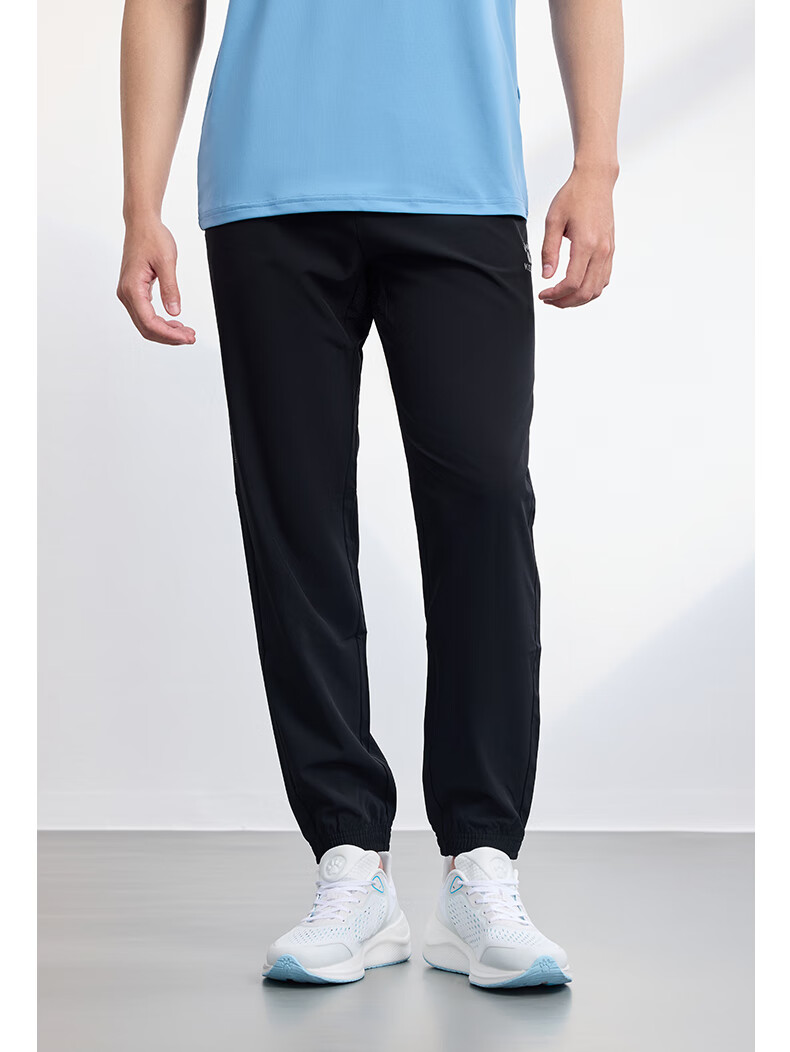 KELME Quick-Dry Sports Pants, Summer Lightweight Breathable Ice Silk Tapered Jogger Woven Casual Trousers, Black, Size L 10