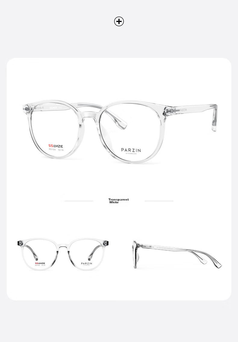 PARZIN Myopia Glasses Frame, Fashionable Round Frame for Men And Women, Lightweight Plain Glasses, Can Be Fitted with Prescription Lenses, 31026 12