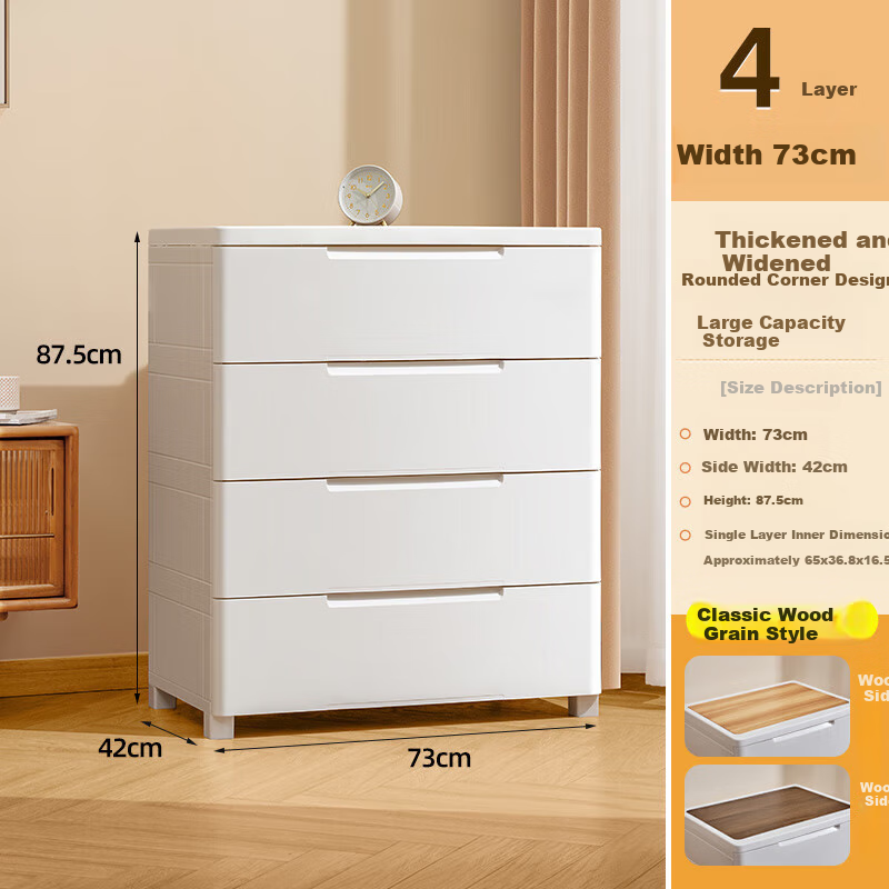 JEKO&JEKO Drawer Storage Cabinet, Bedroom Living Room Storage Cabinet, Wardrobe, Bedside Table, Toy And Snack Organizer, Five-Drawer Chest, 4 Tiers