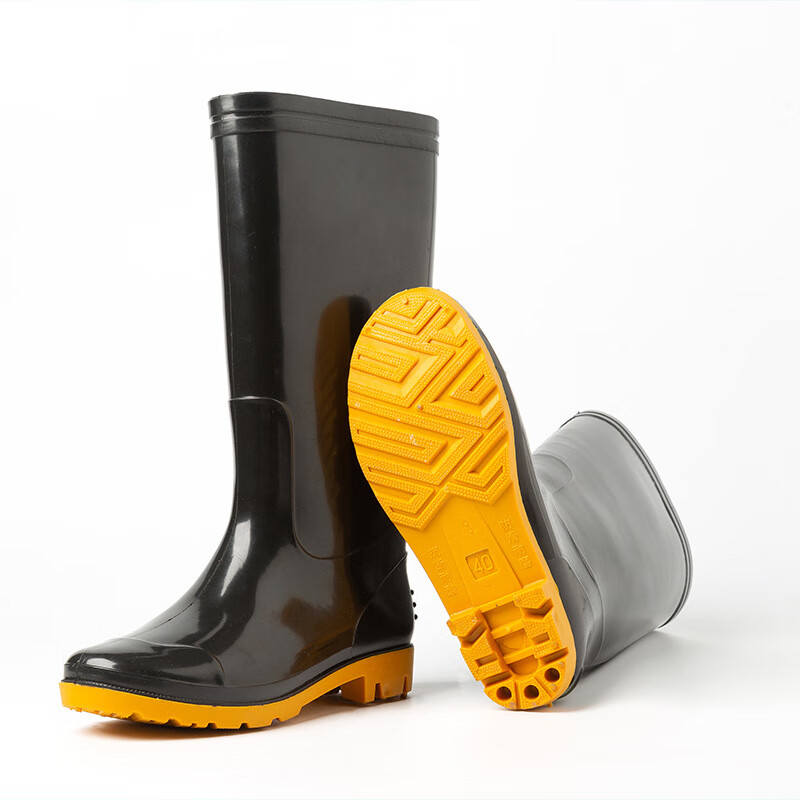Zhugu Tall Rain Boots, Waterproof PVC Rain Shoes, Thickened Wear-Resistant Outdoor Non-Slip Safety Work Site Fishing Kitchen Rice Transplanting Car Washing Special Rubber Boots