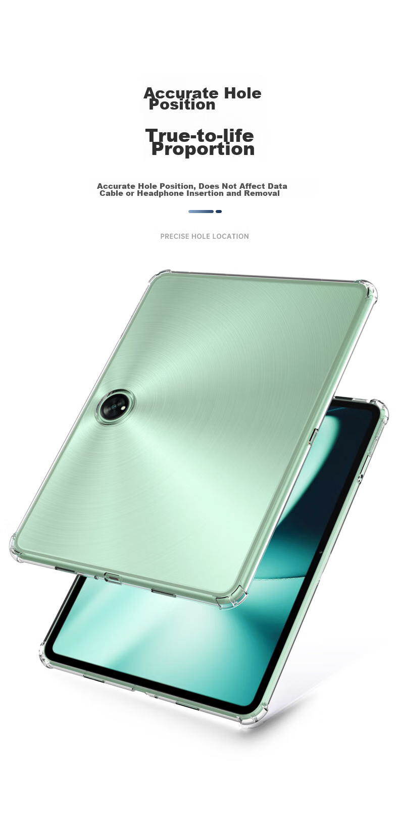 BIAZE Compatible with OPPO Pad2 2023 Model, 11.6-Inch Tablet Case, TPU Material Silicone Four-Corner Airbag Transparent Shockproof Protective Cover, PB420-Transparent White 3