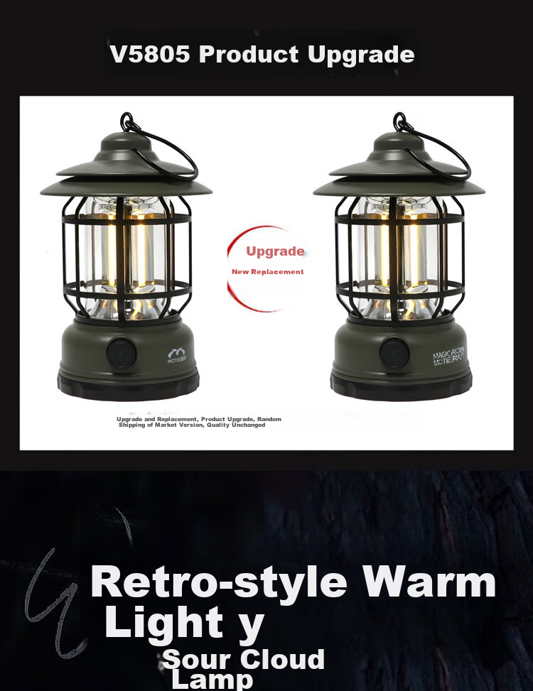 MOTIE Retro Camping Light, Illumination Lamp for Tent Atmosphere, Outdoor Camping Handheld Hanging Lamp, LED Long-Lasting Lantern Equipment 1