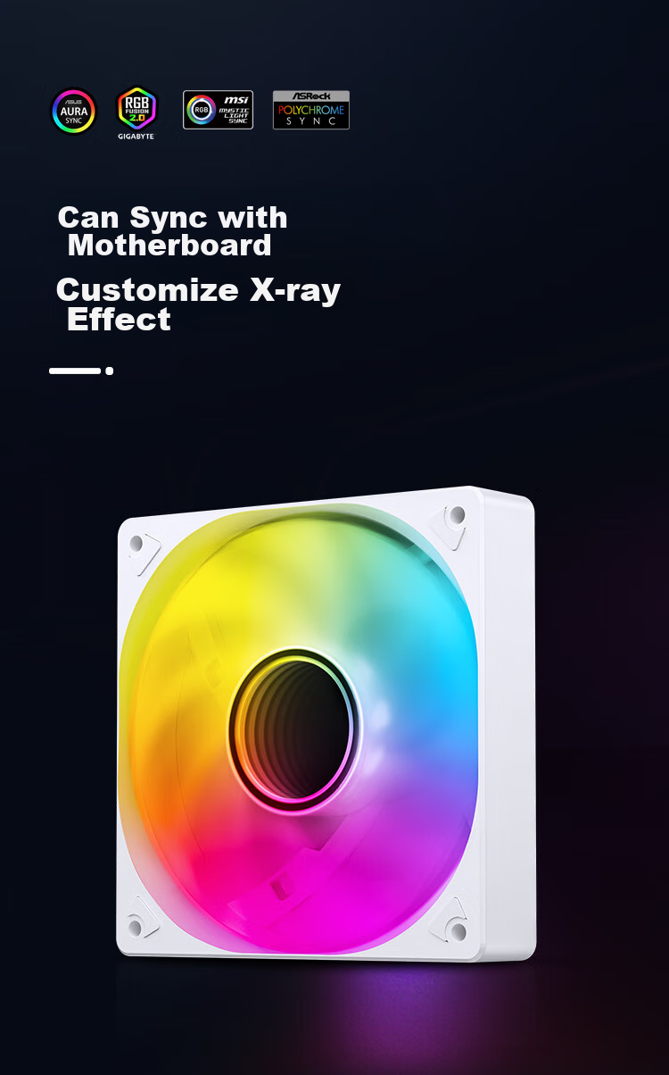 JONSBO SL-120WR Iridescent White Edition 12CM Case Fan (Reverse Blade Design/5V ARGB Motherboard Sync/4PIN PWM Male And Female Connectors for Series Connection) 15