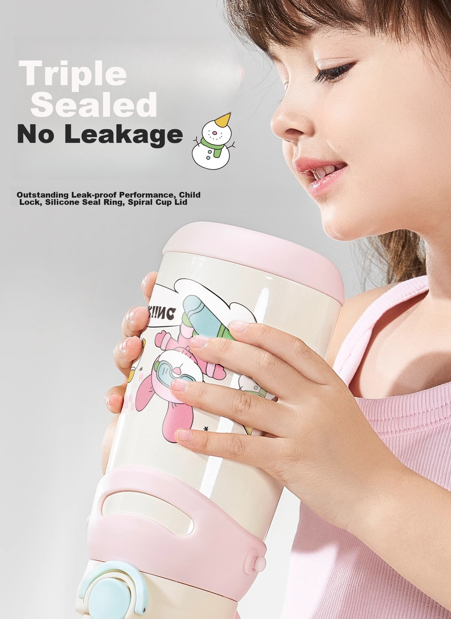 Scoornest Children's Straw Thermos Cup, Student Water Bottle, Kindergarten Straw Cup, Outdoor Use, 316 Stainless Steel Milk Bottle Water Jug 8