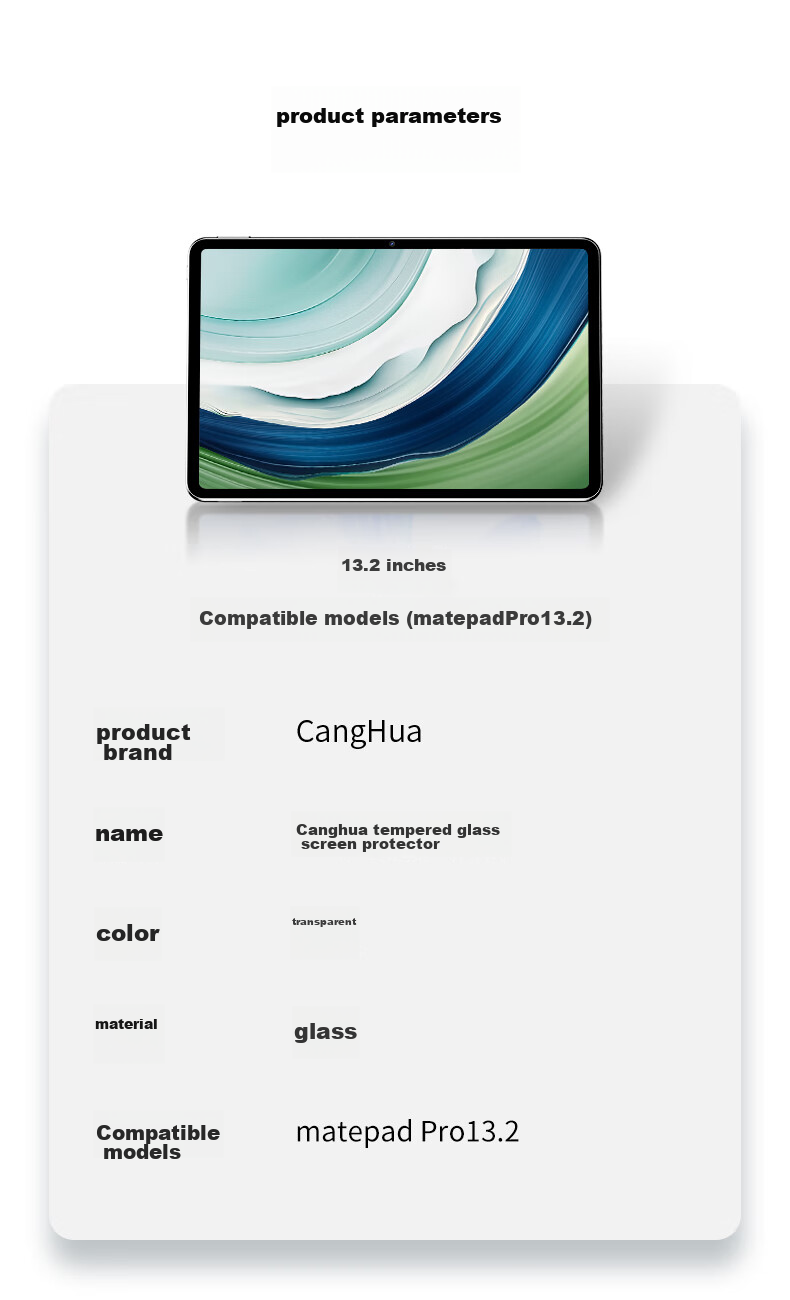 CangHua Tempered Glass Screen Protector for Huawei MatePad Pro 13.2, Compatible with 2025/2023 Models, Protective Film for Huawei Tablet Computer, 13.2-Inch Soft Light Version, Shockproof, Wear-Resistant, High-Definition Protective Film 15