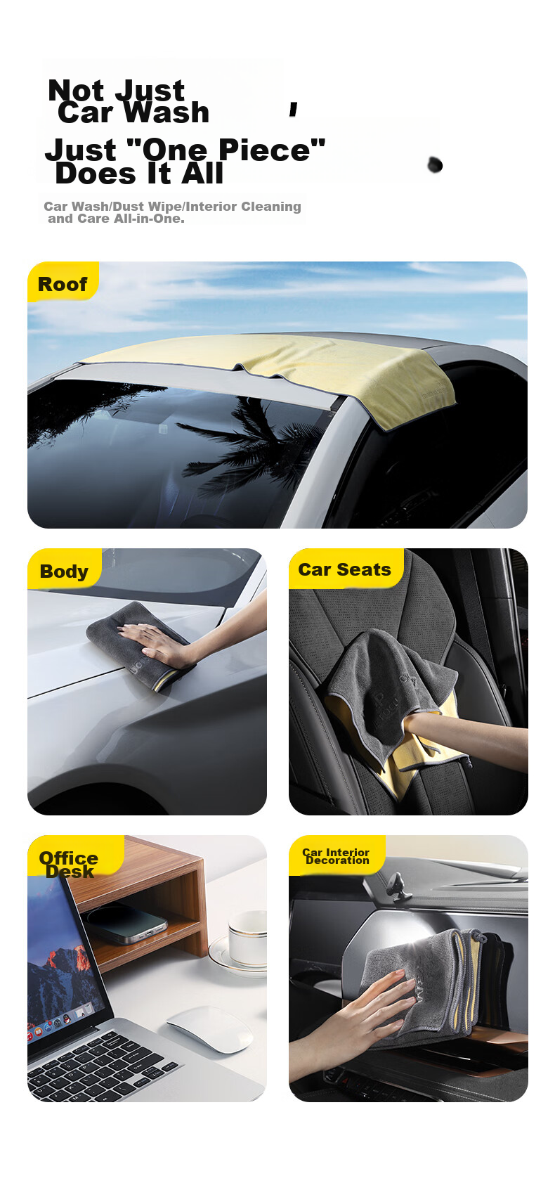 W&P Car Wash Towel, Specialized Car Cleaning Towel, Car-Specific Towel, Lint-Free, Absorbent Fiber, Large Size Car Cleaning Cloth 12