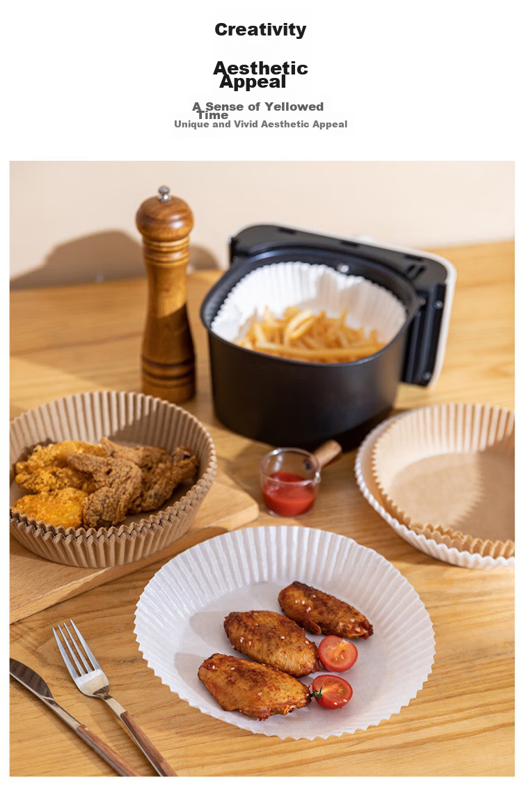 Jieribang Air Fryer Paper [110 Sheets], Heat-Resistant Oil-Absorbing Paper Liner for Food Baking, Roasting, And Barbecue Silicone Paper 10