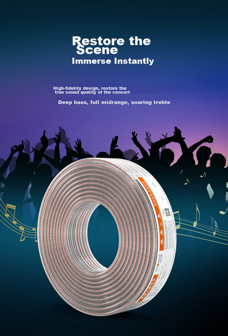CHOSEAL Speaker Cable, Audiophile-Grade Pure Copper Audio Speaker Wire, Amplifier Connection, Shielded Anti-Interference 50-Core Gold And Silver Wire, 100 Meters, QS2240T100S 4