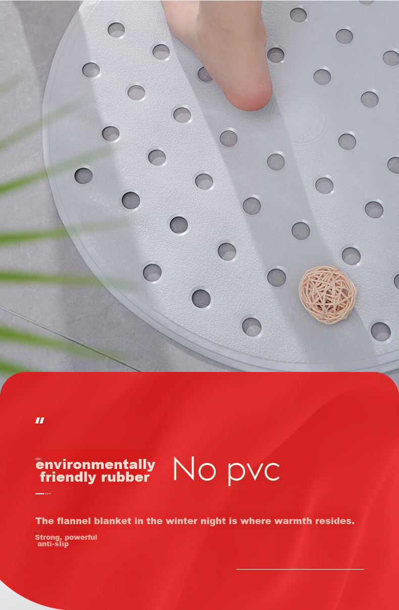 RIDDER German Imported TPE Bathroom Non-Slip Mat, Round Dotted Hollow Non-Slip Mat, Light Gray, Diameter 52 3