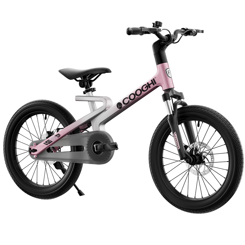 COOGHI Children's Bicycle F1, 14-Inch Magnesium Alloy Lightweight Shock-Absorbing Inflatable Tire, for Beginners Aged 5-11, Energetic Pink