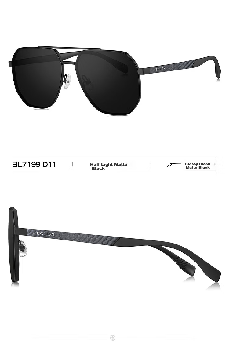 BOLON Eyeglasses-Inspired Aviator Polarized Sunglasses, Driving UV Protection Sunglasses for Men, Trendy Style BL7199D17 14