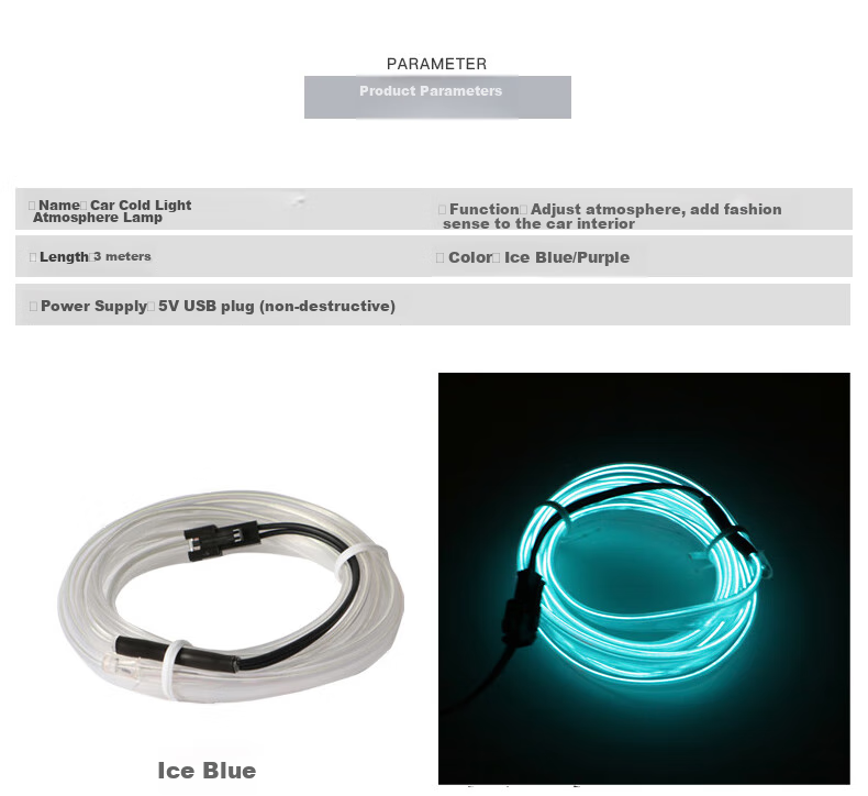 Siwangongli Car Interior LED Light Strip, USB Atmosphere Cold Light Line, Car Modification, No Wiring Required, SWY6527 3