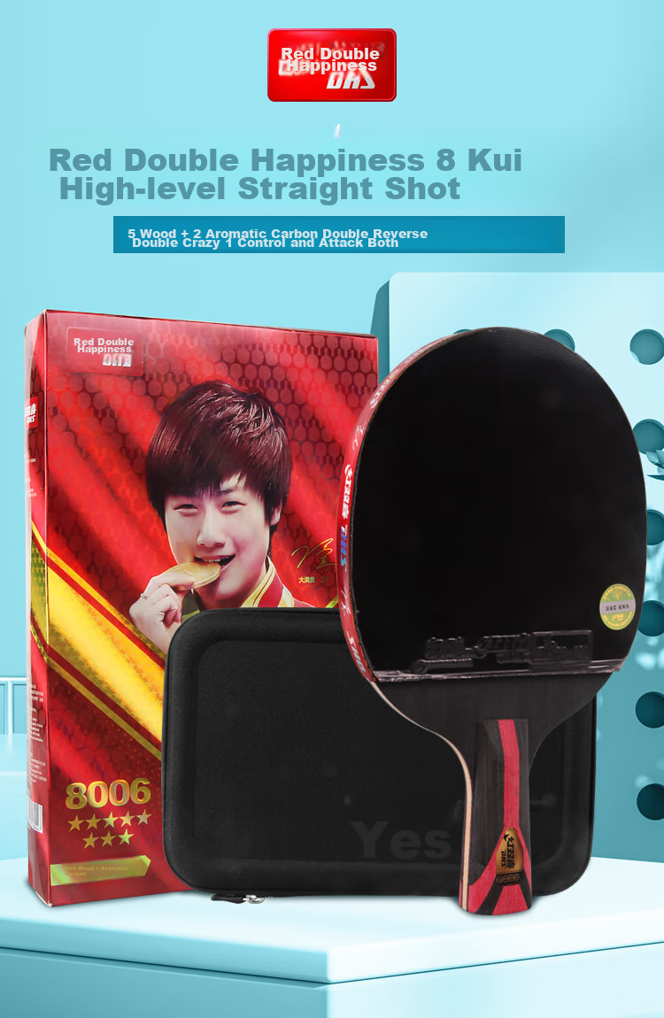 DHS Kuangbiao Eight-Star Table Tennis Paddle, Straight Handle, Competition-Grade Finished Product, Fangtan H8006, Ball Included 1