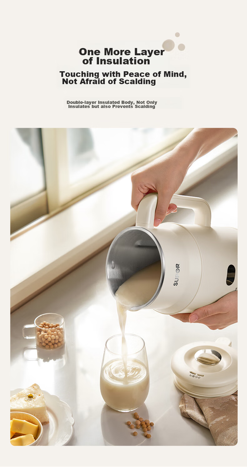 SUPOR Soy Milk Maker, 0.8L Small Home Juicer, 1-12H Reservation Multi-Function Filterless Automatic Cleaning for 1-2 People, DJ08B-P31E Subsidies 14