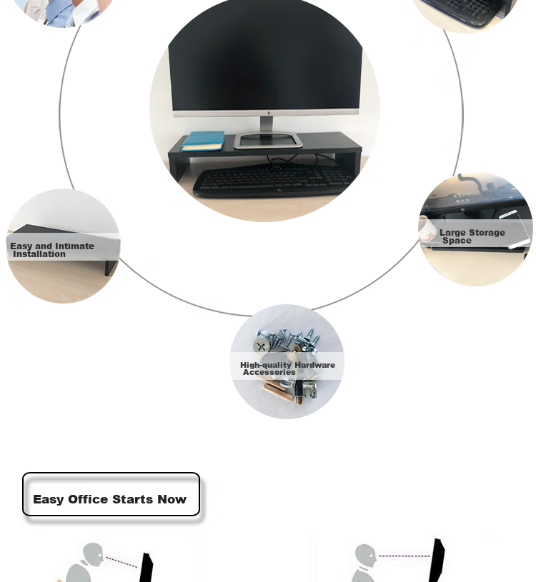 HMJIA Monitor Riser Stand, Computer Stand for Office Desk, File Keyboard Storage Rack, Organizer Shelf, White 2