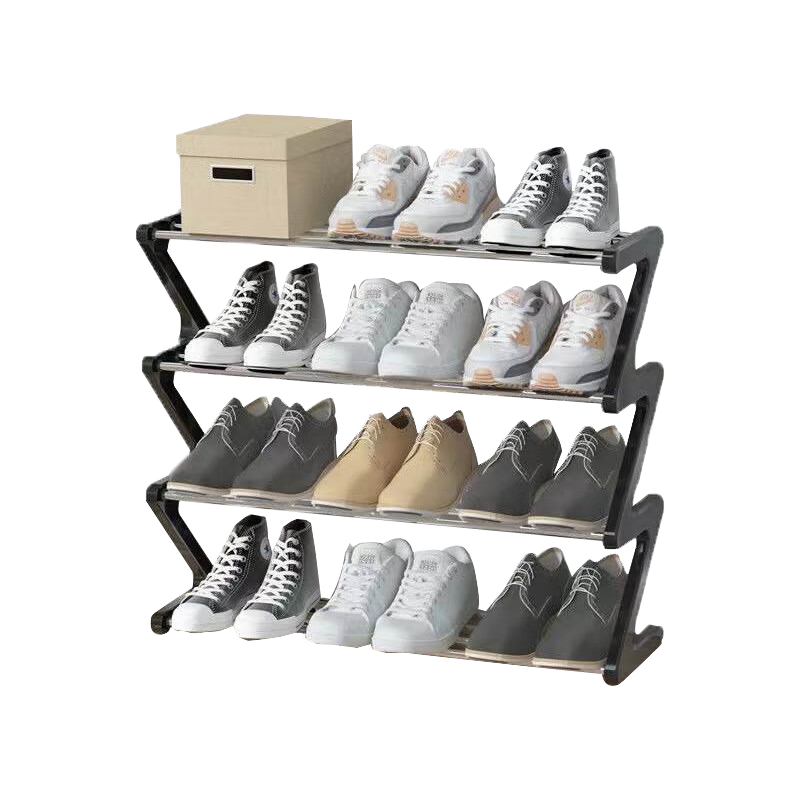 Anerya Simple Multi-Tier Shoe Rack, Creative Z-Shaped Shoe Organizer for Home Entryway, Dustproof Shoe Cabinet, Steel Tube Design with 4 Large Layers