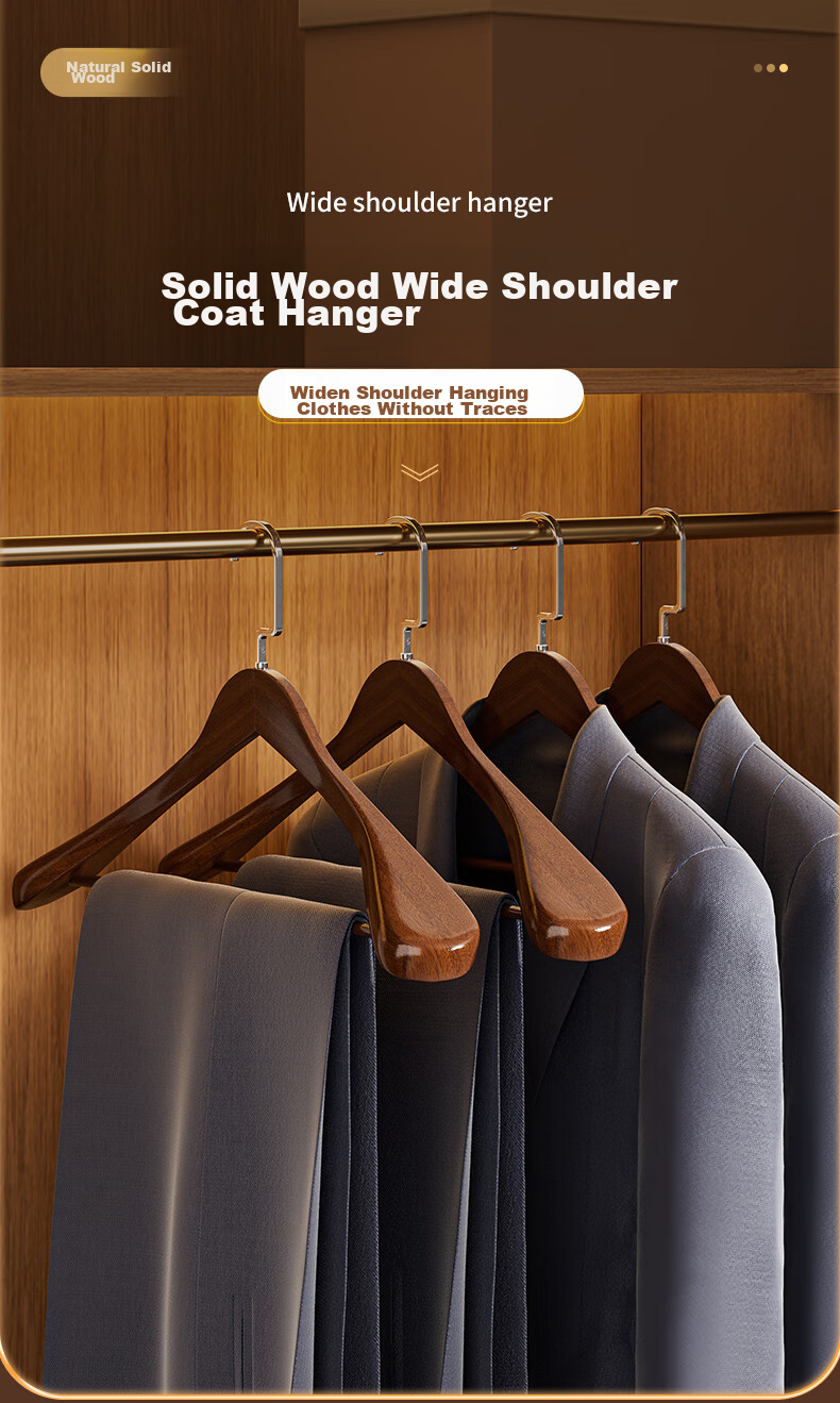 JEKO&JEKO Natural Camphor Wood Coat Hangers with Wide Shoulders, Non-Slip Wooden Clothes Hangers, Seamless Drying Rack, Natural Wood Color, 10 Pieces 1