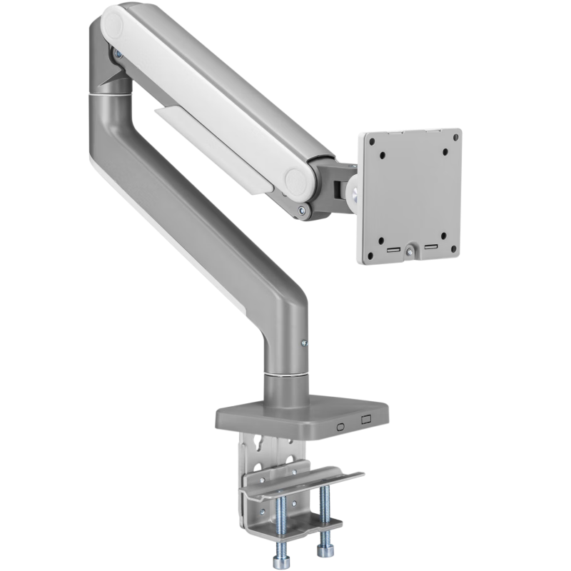 Brateck Beihu Monitor Stand, Mechanical Arm, Computer Desk Clamp Base, Heavy-Duty Screen Riser E590 Silver 17-49 Inch, Suspended Arm