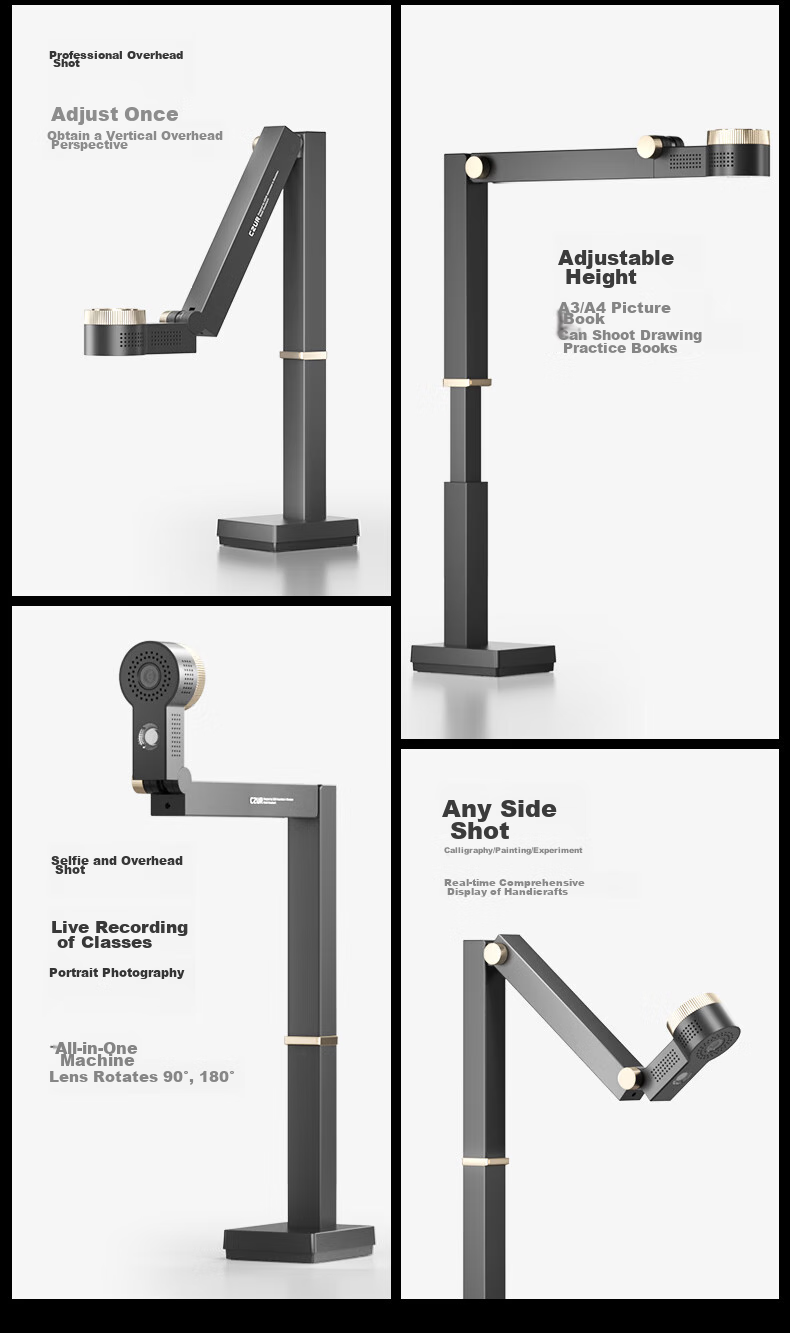 CZUR FancyS Video Display Stand for Online Classes, Calligraphy And Painting Training with Microphone, Recording, Video, Photo Capture for Live Lessons, Object Projection, 4K Capture A3/A4 9