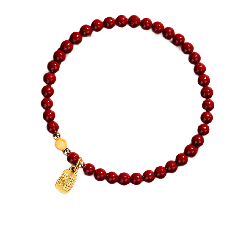 Putuo Mountain High Content Cinnabar Bead Amber Five Elements Bracelet Purple Gold Sand Bracelet Anniversary Gift for Men and Women