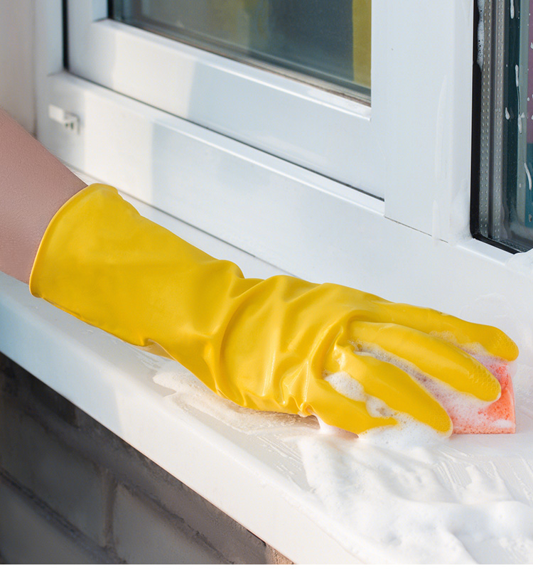 Ams Thick Cowhide Latex Gloves, 10 Pairs, Size M, Protective Rubber, Acid And Alkali Resistant, Oil And Water Proof, Wear-Resistant, Industrial Cleaning Work Hygiene Sanitation Protective Non-Slip Special Gloves A538 12
