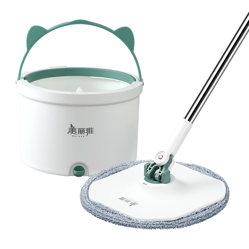 MARYYA Integrated Cleaning And Separation Mop with Bucket Set, 2 Mops in Total, All-In Washing And Separating Household Mop, No Hand Washing Required