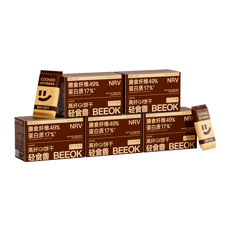 轻食兽生可可燕麦全麦粗粮低gi饼干840g 早代餐饱腹休闲零食控糖饱腹
