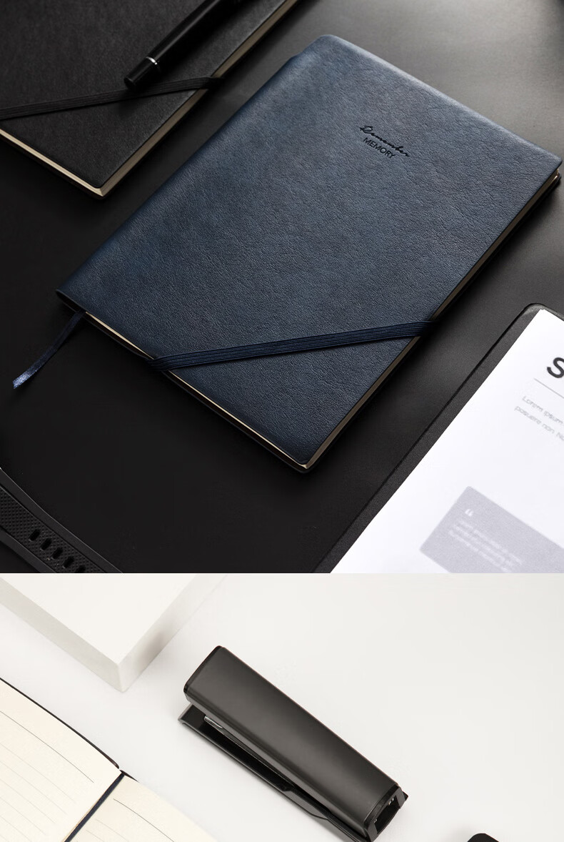 工作笔记本子日记本文具办公用品 黑色22215 16k/96张-黑色 记事本