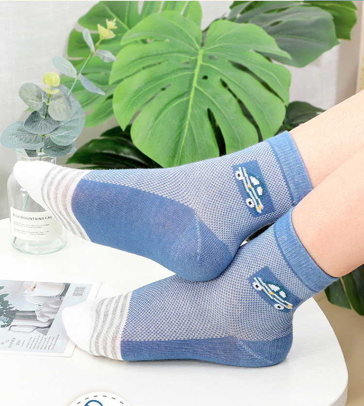 LangSha Children's Socks, Boys' Spring And Summer Thin Cotton Socks, Comfortable Breathable Mesh Socks for Boys 2