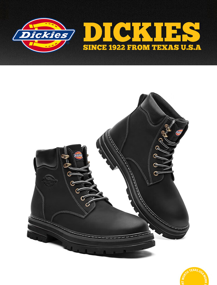 Dickies Men's High-Top Martin Boots, Fashionable Versatile Comfortable Breathable Work Boots, Black, Size 40 1