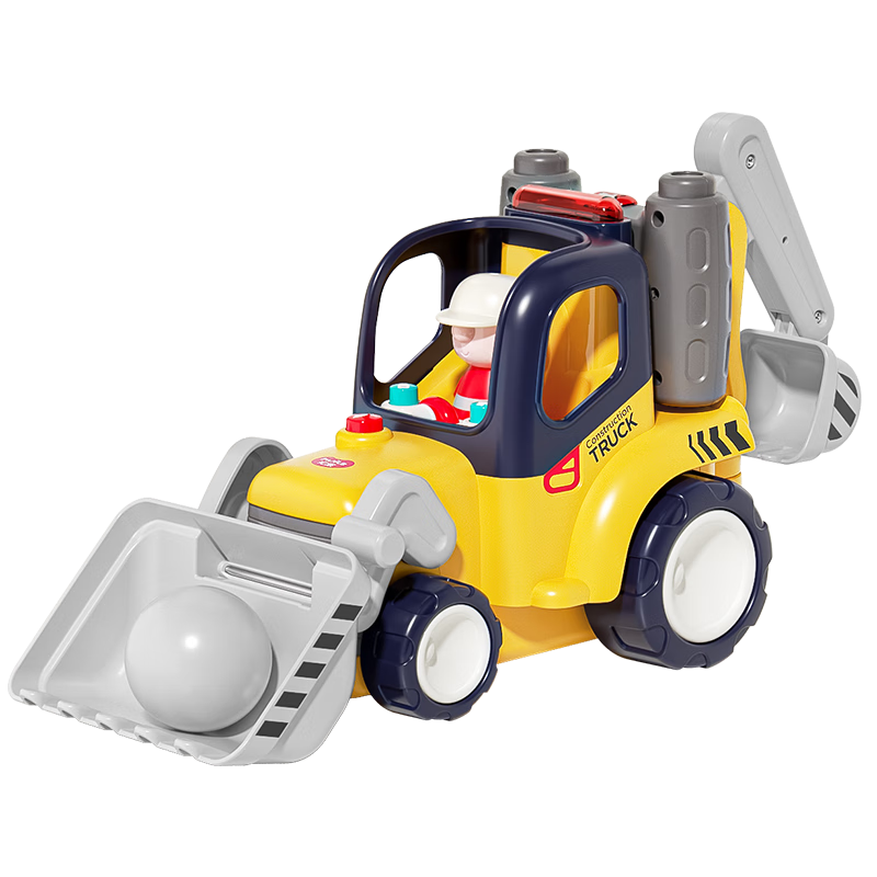 HUILE TOYS Remote Control Construction Vehicle for Ages 1-3 Excavator Toy Car Bulldozer Digging Machine Toy Vehicle Birthday And First-Year Gift